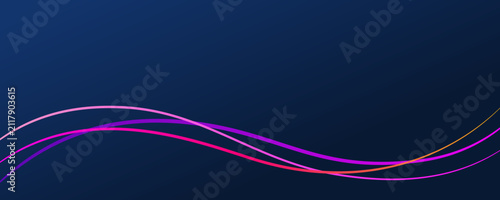 Minimal wavy banner. Colored lines on navy background