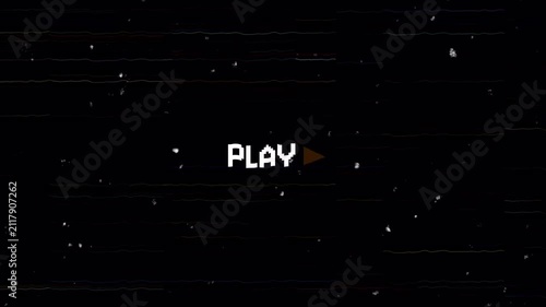 Classic VCR Play Text and Button Overlay with Retro VHS Style Aesthetic. 4K Video