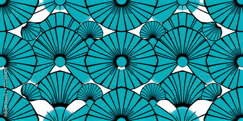 abstract seamless pattern with blue flowers