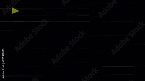 Retro VHS Play Icon Camcorder Screen Overlay with Tracking Flaws. 4K Video