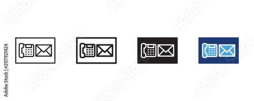 Quadro su tela Contact us and business communication icon set with telephone receiver and mail