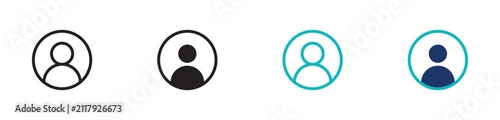 Person Avatar Icon Set in Outline and Solid Style, Vector Illustration