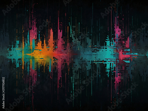 Glitch distortion mixed with distressed paper texture, cyber punk grunge revival, RGB split effect