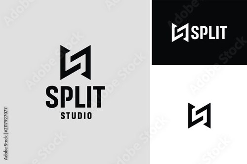 Symmetrical Initial Letter S in the middle of Bow Tie Shape Silhouette logo design
