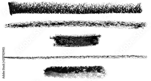 Принти на полотні Set of charcoal pencil strokes
