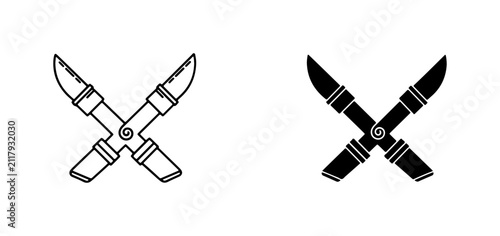 Quadro su tela Crossed Garden Shears, Pruning Tool Icon, Gardening Equipment Vector