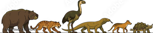 Foto Prehistoric Megafauna and Extinct Ice Age Wildlife Vector Animal Set with Diprot