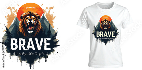 Fearless Brave Lion T Shirt Design | Bold Wildlife EPS Vector Art
