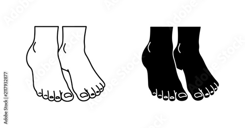 Human Feet Icons, Black and White Vector Illustrations, Anatomy Symbols, Body Part Graphics