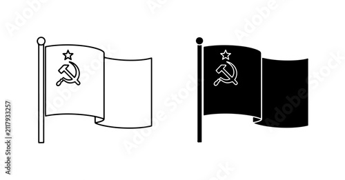 Quadro su tela Soviet Union Flag Vector Icons, USSR Hammer and Sickle Symbols, Communism Emblem