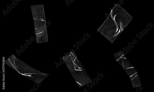 Collection of clear scotch tape strips PNG overlay isolated on transparent background for design