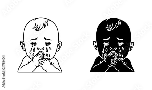 Принти на полотні Sad Baby Crying Vector Icon, Distress Emotion, Infant Sadness, Emotional Distres