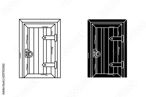 Rustic wooden door, vintage entrance, old portal, medieval entry, antique wood, weathered gate, historical building element