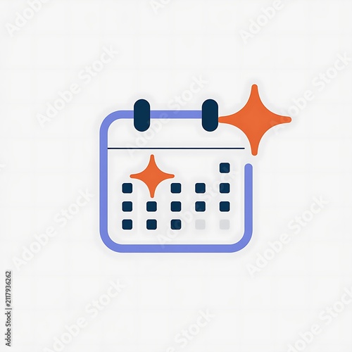 Clean calendar icon with shining star