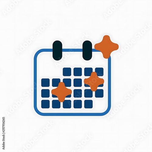 Calendar icon with shiny sparkle stars