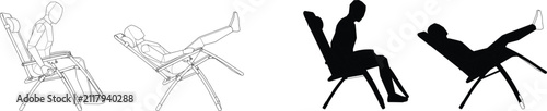 фотографія Ergonomic zero gravity reclining chair posture and body movement vector illustra