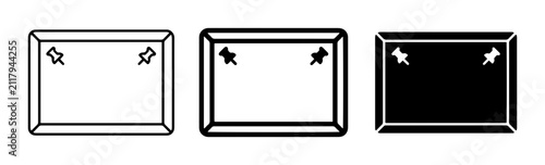 Bild auf Leinwand Pinboard Icons, Bulletin Board Vector Graphics, Notice Board Set, Office Supplie