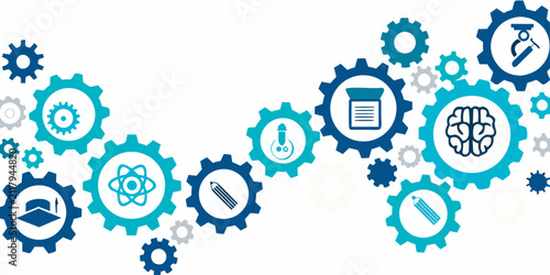 Collection Of Gear Icons Representing Education Knowledge And Learning Concepts In Vector Style