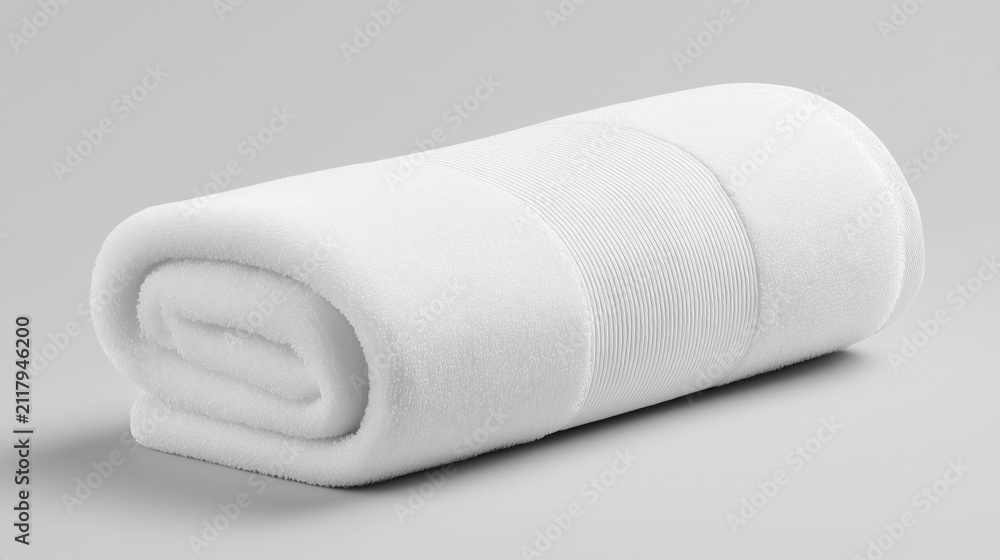Fototapeta premium Folded gym towel with visible texture highlights comfort, cleanliness, and practicality, representing an essential accessory for fitness routines and active lifestyles.