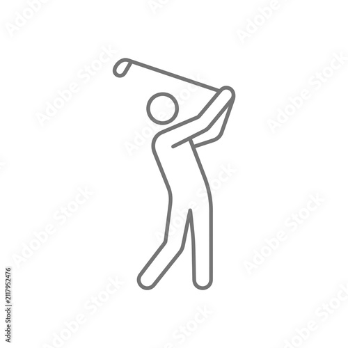 Stylized icon of a golfer swinging a club during an Olympic sport competition, minimalist design Silhouette
