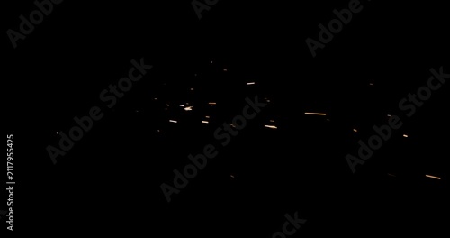 Glowing dust sparks overlay with bokeh particle texture isolated on dark background