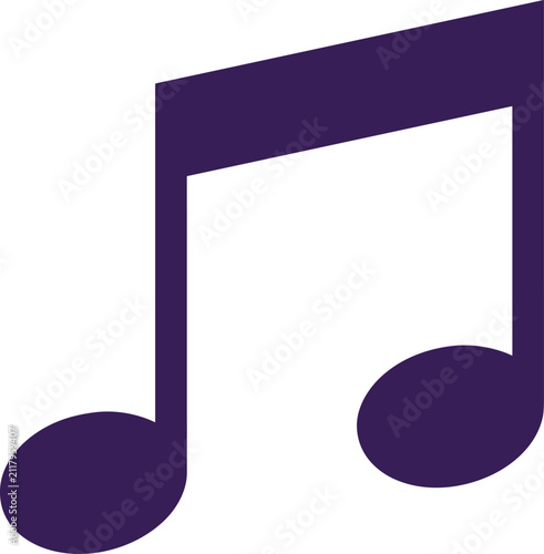 Obraz na plátně Purple beamed eighth notes illustration on a white background for musical concep