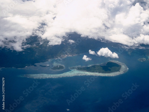Aerial view of a tropical island in the Solomon Islands