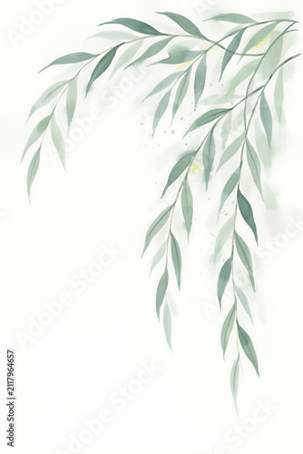 Graceful willow branches with long leaves