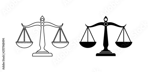 Fotografie Scales of Justice Vector Icons, Legal Balance Symbol, Law and Order Concept