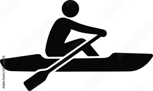 Obraz na płótnie Silhouette vector athlete rowing boat in competition for water sports design