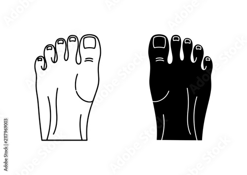 фотографія Human Foot Icons, Black and White Line Art, Medical Anatomy Symbol