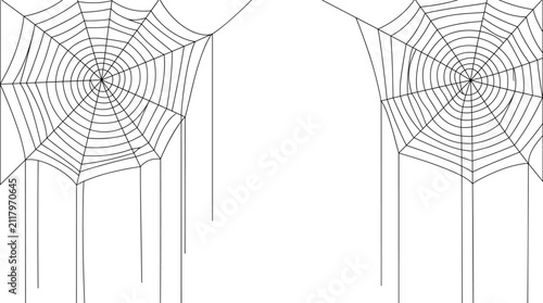 Halloween Spider Web Corner Border Frame Line Art Vector Illustration for Spooky Seasonal Designs
