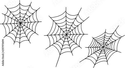 Hand Drawn Spider Web Set Collection Isolated on White Background for Halloween Design