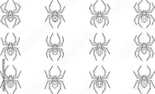 Minimalist Spider Icon Collection with Geometric Line Art Vector Set for Halloween Design