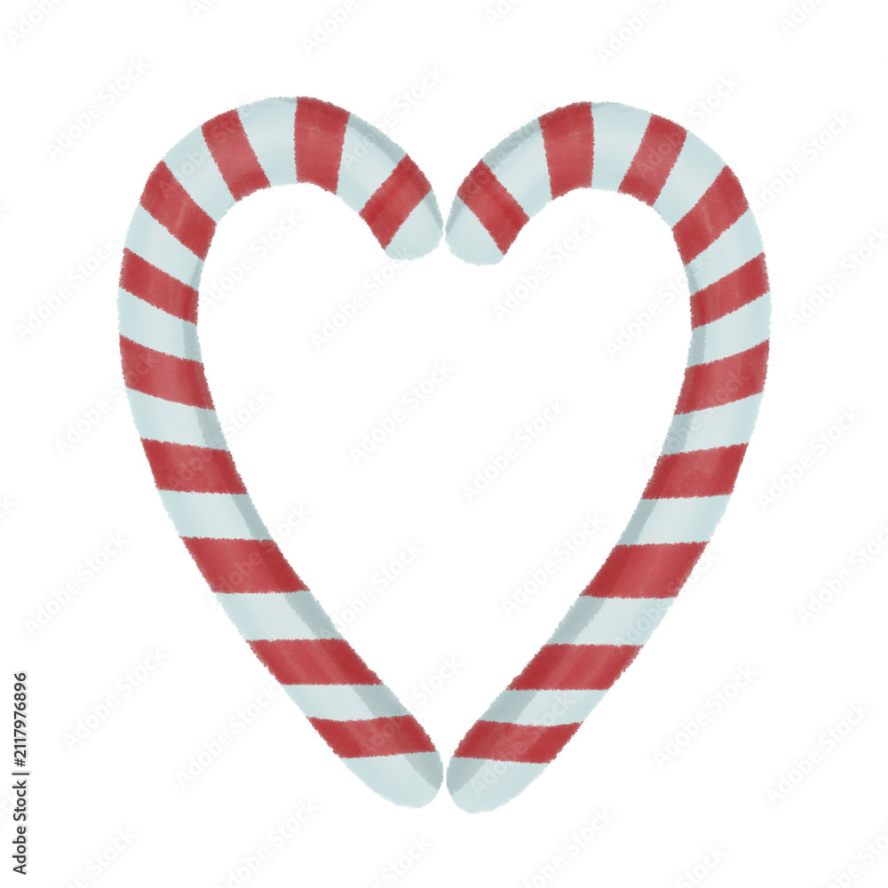 Obraz premium Two striped candy canes arranged in the shape of a heart