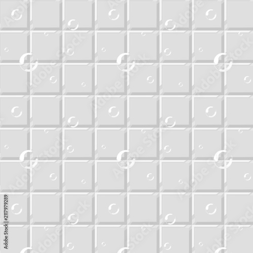 Transparent bubbles on white tile.Vector pattern with air bubbles on a white tile background.