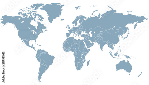 World map. Grey modern vector map. Silhouette map.