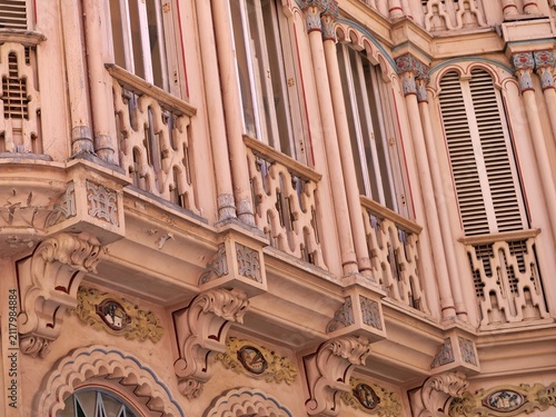 Konstfotografi Intricate Balconies and Relief Work on Modernist Can Casas Facade