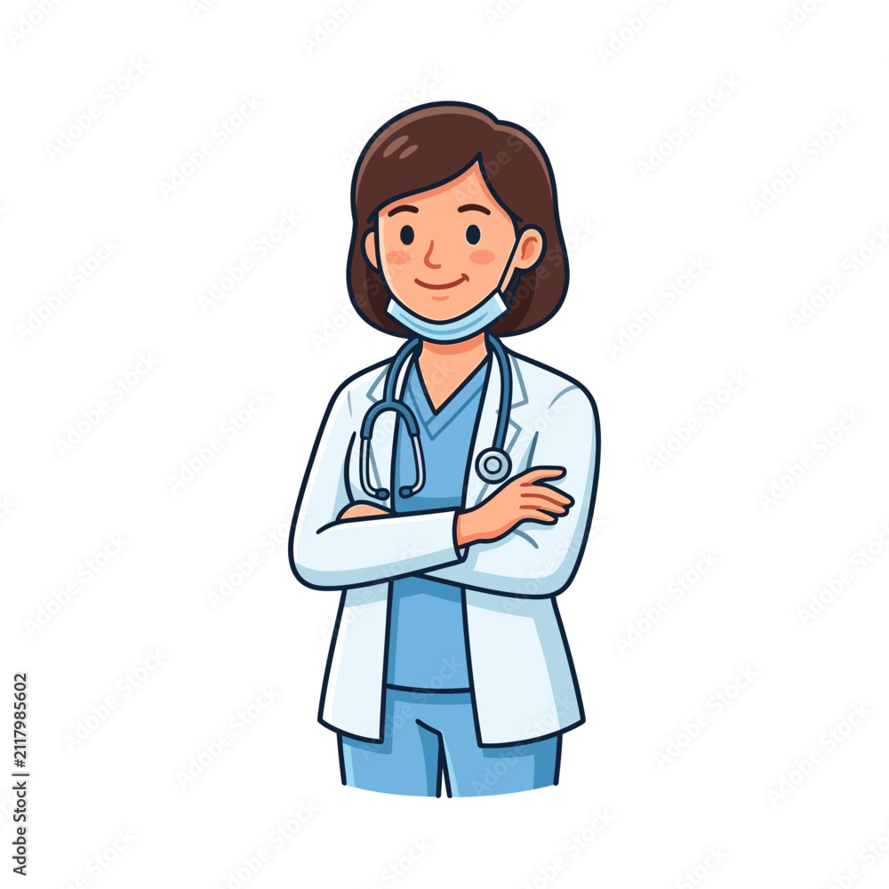 Fototapeta premium Female Doctor Character Vector Illustration