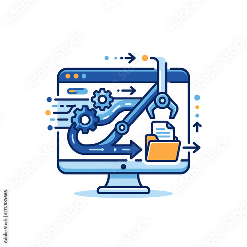 Automated Data Processing Vector Illustration