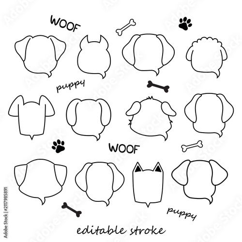 Cute Hand-Drawn Dog Speech Bubble Comment Box for Pet Animal Communication Comic Dialogue Text Box Frame Vector Illustration
