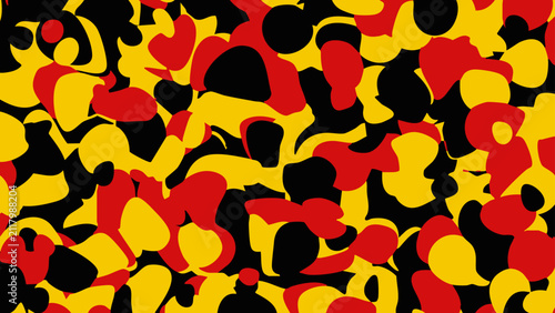 Abstract stylized geometric vector background with spots in the colors of the German flag. Festive backdrop. Banner for language schools, language courses, sports events, and holiday celebrations