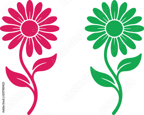 Minimal Single Color Daisy Flower Vector on White Background