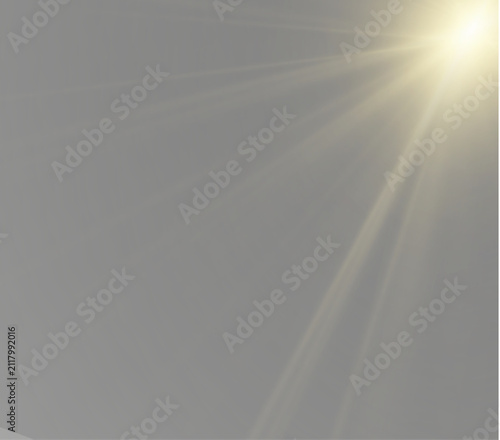 Bright heavenly light shines with a soft flare. Sparkling rays create a beautiful magical effect. Transparent glow works for holiday artwork, banners, covers, and posters.