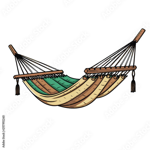 Hammock outdoor camping cartoon Vector Illustration Isolated Clipart