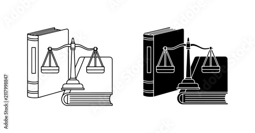 Bild auf Leinwand Justice Scales and Law Books Vector Icons, Legal Symbolism, Courtroom Graphics,