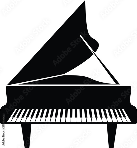 Canvas Print Silhouette vector grand piano instrument musical performance stage concert icon