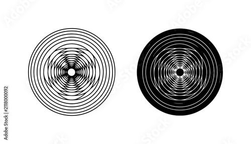 Fotografía Concentric Circles Vector Art, Optical Illusion Patterns, Abstract Geometric Des