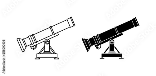 Фотография Mortar Weapon Vector Icons: Historical Artillery, Siege Cannon, Military Bombard