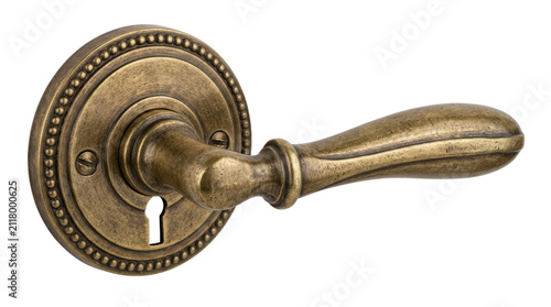Quadro su tela Vintage brass door handle with keyhole on circular backplate